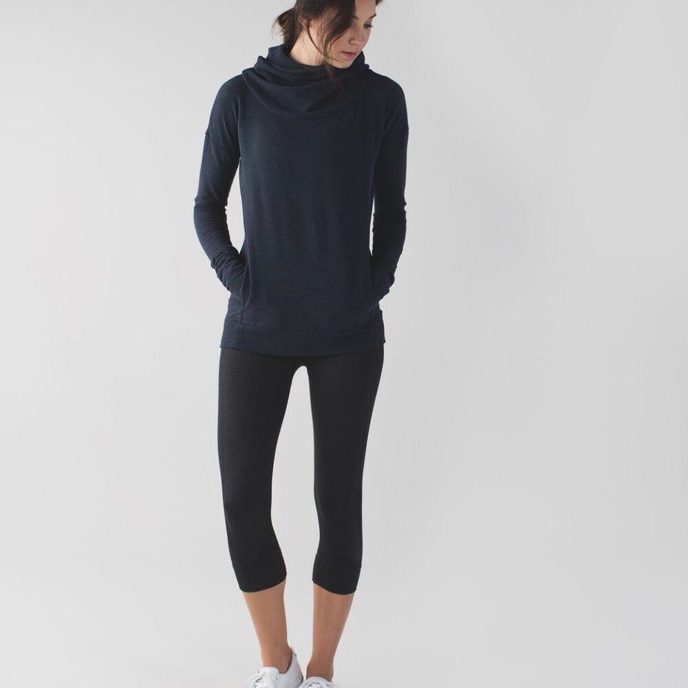 Lululemon Stress Less Hoodie Tunic Heathered Naval Blue‎ Size 2